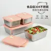 Caja de Almacenamiento para Refrigerador de Acero Inoxidable 304 Personalizada, Juego de 3 Piezas Apilable, Caja Compartimentada para Preparación de Comidas, Lonchera Apta para Microondas, Transfronterizo