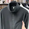Jaqueta de fleece dupla face 400g para homens, novo estilo outono/inverno 2026, gola alta, com zíper, casual, quente, cardigã moletom masculino