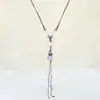 Colar de cerâmica personalizado de nicho acessório versátil artístico para mulheres toque de alta qualidade acessório de suéter colar cordão trançado à mão