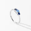 Anillo de Plata de Ley S925 Nuevo Zirconio Azul Degradado para Mujer Diseño Clásico Simple Índice Anillo Más Vendido Europeo y Americano
