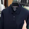 26 Novos Modelos de Outono 100% Algodão Mercerizado Camisas Polo de Manga Longa para Homens, Negócios Casuais para Meia-Idade Cor Sólida Versátil Gola Polo