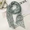 Lenço de Seda com Bolinhas Pretas, Estilo Gravata de Pescoço, Novo Modelo 2025, Lenço Longo, Fita Decorativa Fina para Primavera e Verão para Mulheres
