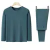 Ropa interior térmica nueva para hombre de otoño e invierno transfronteriza, conjunto térmico de doble cara con forro polar, conjunto base térmico para hombre