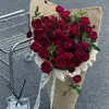 Producto Nuevo Otoño e InviernoRamo de Flores de Papel de Paja Hecho a Mano Vintage Papel de Envoltura Papel Triturado Rosa Envoltura Floral DIY
