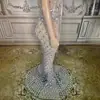 Amazon Fantasia Brilhante de Diamante Suspensório Sem Manga Costas Nuas Sexy Elegante Cauda de Peixe Luxuosa Fantasia Performance Jantar