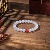 Pulsera de Ágata Blanca Natural, Cuentas de Ágata Roja Natural, Pulsera de Diseño Redonda de Ágata Roja al por Mayor