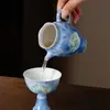 Design de Sombras de Bambu Azul Pintado à Mão com Abertura para Janela, Xícara de Cerimônia Portátil, Acessório para Cerimônia do Chá, Xícara de Cerimônia Doméstica, Separador de Chá