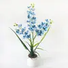 27 orquídeas Phalaenopsis artificiales en un arreglo de bonsái falso para decoración de restaurantes y hoteles, plantas en maceta de flores artificiales creativas para decoración de escritorio de oficina, adornos de flores artificiales