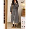 Vestido Chemise Plaid Retrô Japonês Manga Longa Outono 2026 Estilo Preguiçoso Camadas Petite Elegante Vestido de Algodão e Linho