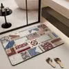 Tapete de Banheiro Patchwork Retrô de Diatomito, Absorvente de Água, Secagem Rápida, Tapete Antiderrapante para Entrada de Banheiro, Atacado e Entrega para Uso Doméstico