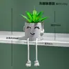 Sencilla creativa muñeca de pies colgantes cilindro de cemento simulación planta suculenta maceta sala de estar decoración del hogar fabricantes mayoreo