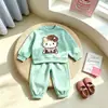 Conjunto Nuevo para Niñas 2026 Estilo Coreano Bonito Celebridad de Internet Infantil Elegante Casual Deportivo Sudadera con Capucha Pantalones Conjunto de Dos Piezas a la Moda