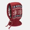 Pasamontañas Estilo Coreano para Mujer, Gorro de Invierno Cálido y Bufanda para el Cuello Integrados, Estilo Fair Isle, Protección para los Oídos, Gorro de Lana Tejido