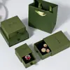 Caixa de Gaveta para Joias Kapok Verde Pronta para Uso do Fabricante Exquisita Caixa de Embalagem para Joias Anel Brincos Colar Pulseira Caixa de Presente