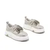 Zapatos Blancos con Lazo de Pedrería Moda para Mujer Zapatos de Plataforma Verano Nuevos Estilo Universitario Cómodos Versátiles Zapatos Deportivos Casuales