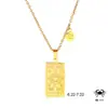 Moda INS nuevo collar para mujer colgante cuadrado tallado cadena para la clavícula chapado en acero inoxidable collar de oro real venta al por mayor