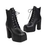 34-48 Botas de Cuero de Corte Bajo Cuadradas Otoño/Invierno Transfronterizas, Botas Martin para Mujer de Tacón Alto con Cremallera Lateral de Color Sólido, Botas Versátiles para Mujer