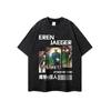 Camiseta de Manga Corta Estilo Japonés American Street con Estampado de Dibujos Animados, Pequeño Nearline para Hombre y Mujer, Lavado Pesado, Marca de Moda Antigua, Camiseta de Media Manga