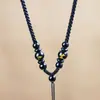 Cordón Tejido Hecho a Mano de Oro y Jade para Colgante de Mujer, Cordón para Collar con Colgante de Ágata de los Doce Signos del Zodiaco para Hombre