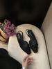 Zapatos de Satén Suave con Tacón Bajo y Tira de Lazo en la Espalda Nuoqilin para Mujer, Sandalias de Dedo Slip-On Estilo Francés de Verano