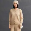 Cárdigan minimalista de cachemira, nuevo estilo otoño e invierno, cuello redondo, color liso, top versátil, corte holgado, chaqueta suéter de punto adelgazante