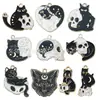 Halloween Desenho Animado Esqueleto Gato Pingente Esmalte Liga Joias Acessórios Brincos Colar Pingente Chaveiro DIY