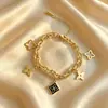 Pulsera de doble cadena de acero de titanio de moda transfronteriza europea y americana para mujer, simple y versátil, estilo ins, a la moda, lujo ligero, pulsera personalizada