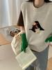 Chaleco Suéter de Lana Mezclada con Cuello Redondo de Pingüino Artístico Fresco y Dulce Japonés para Mujer Primavera 2025