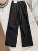 Outono e Inverno Novos Calças Parachute Grossas com Veludo Interno à Prova de Vento Quentes Cintura Elástica Roupa de Trabalho Solta Calças Longas Femininas Calças de Montanhismo