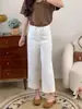 Jeans Blancos Rectos para Mujer en Verano Nuevos Talla Grande mm Gorditas Figura de Pera Cintura Alta Sueltos Efecto Adelgazante Pantalones de Pierna Ancha