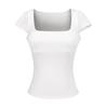 Camiseta versátil de viscose europeia e americana transfronteiriça, emagrecedora, de manga curta, justa, top bm, para garota quente, interior, gola quadrada, camisa básica