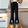 Calça Flare Feminina com Fleece 2026 Nova Outono/Inverno Calça Casual Espessada Infantil Roupa Externa Feminina Calça com Laço
