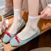 Calcetines Blancos de Encaje para Mujer Verano Delgados Transpirables de Malla Hasta la Pantorrilla Algodón estilo miu Estilo Ballet Calcetines Dulces con Volantes