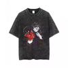 Playera Retro Lavada Transfronteriza Calle Hip Hop Animación Cinco Hechizos de Iluminación Regreso a la Guerra Ocio Algodón Verano