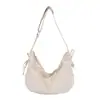 Bolso de hombro minimalista retro japonés para debajo del brazo, estilo casual, color liso, artístico y relajado, bolso cruzado de gran capacidad con forma de albóndiga