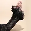 Luvas de Renda para Menina Ins Tendência Verão Proteção Solar Vazadas Cor Sólida Y2K Subcultura Mangas Doces