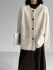 Abrigo tipo suéter grueso de estilo coreano, corte holgado para mujer, diseño retro de otoño con bolsillos grandes, cárdigan de punto suave y cómodo J8626
