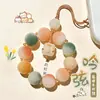 Cadena para Teléfono Bodhi Multicolor con Patrón de Flores Verdes y Delicado Colgante de Lirio del Valle, Lindo Llavero de Gato de la Suerte, Correa Anti-Pérdida para Mujeres