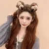 Tiara Fofa de Cabeça de Cachorro Chefe Desenho Animado Feminina 2025 Nova Tiara de Orelhas de Urso Grampo de Cabelo Gato Kt Peludo Acessório de Cabeça