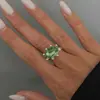 Anel Europeu e Americano Transfronteiriço Doce e Cool Versátil Oval com Pedra Colorida, Joia de Anel Aberto Pesado Facetado Estilo Ins para Mulheres