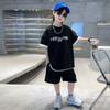 Roupas Infantis Meninos Terno de Verão 2024 Novo Médio e Grande Kidsren's Thin Roupas de Verão Meninos Manga Curta Rua Bonita