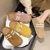 Pantuflas cerradas de suela gruesa para mujer, aptas para usar en exteriores, nuevo modelo de otoño 2026, sin cordones, zuecos de estilo francés Birkenstock de moda