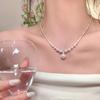 Collar de perlas de plata rotas, diseño pequeño, elegante y sencillo, cadena de clavícula para mujer, con diamantes pequeños y ligeros, de lujo y exquisito.