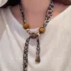 Collar con Bufanda de Seda Estampado Leopardo Maillard para Mujer 2025 Nuevo Estilo Popular Cadena de Suéter Personalizada Accesorios de Diseño de Nicho