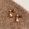 Aretes Metálicos Ojo de Tigre Retro Maillard Nuevo Estilo Chino Lujo Ligero Forma de Calabaza Moda Personalidad Versátil Diseño