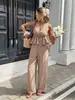 Conjunto de Ropa de Verano para Mujer de Comercio Exterior Transfronterizo Europeo y Americano 2026: Elegante Top de Rayas sin Mangas con Cuello en V y Pantalones de Pierna Ancha