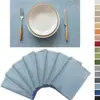 Manteles individuales de tela de poliéster de doble capa estilo ins, manteles individuales simples mezclados, posavasos tejidos de doble cara con aislamiento térmico estilo occidental para hotel