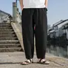 Calça Casual de Linho Plus Size Solta Respirável Esportiva Versátil Verão Retro Estilo Chinês Masculina Versátil