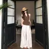 Conjunto Completo Elegante Estilo Coreano para Mujer Verano Retro Top Halter Pantalones Rayados Conjunto de Dos Piezas