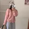 Cardigan Suéter Abrigo de Punto Suave de Manga Larga Jacquard Hueco Cuello Redondo Estilo Francés Suave para Mujer